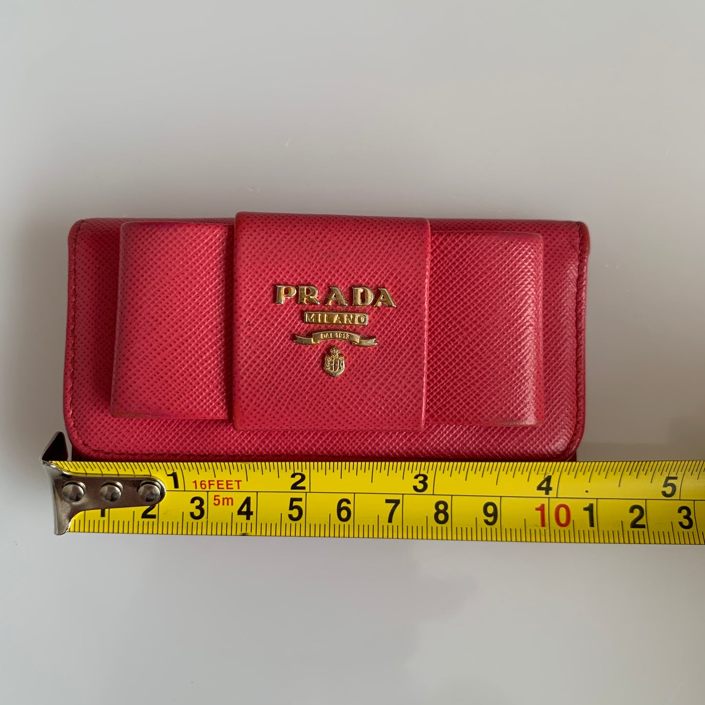 Prada pink leather key holder wallet authentic with COA