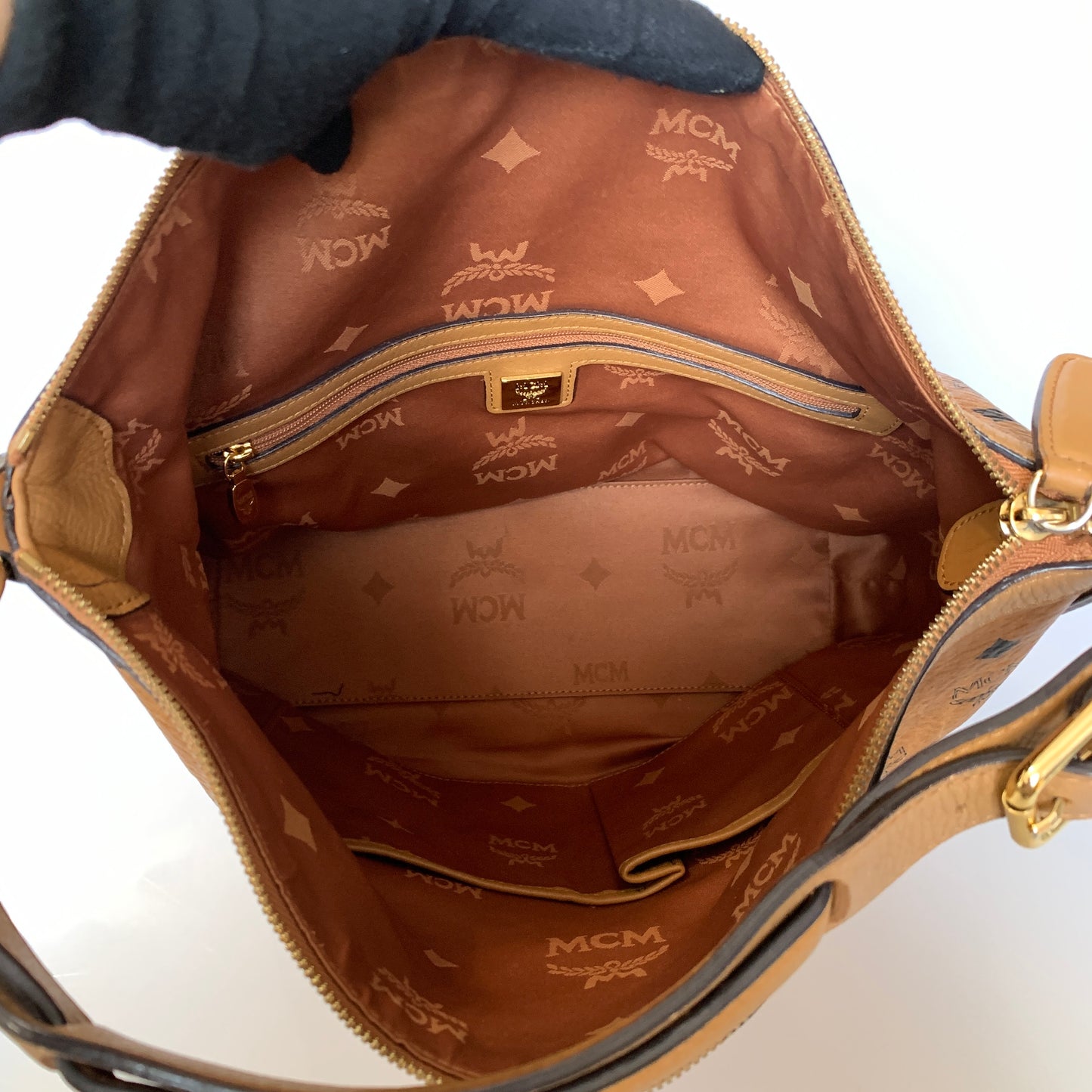 MCM cognac visetos shoulder bag Authentic with COA