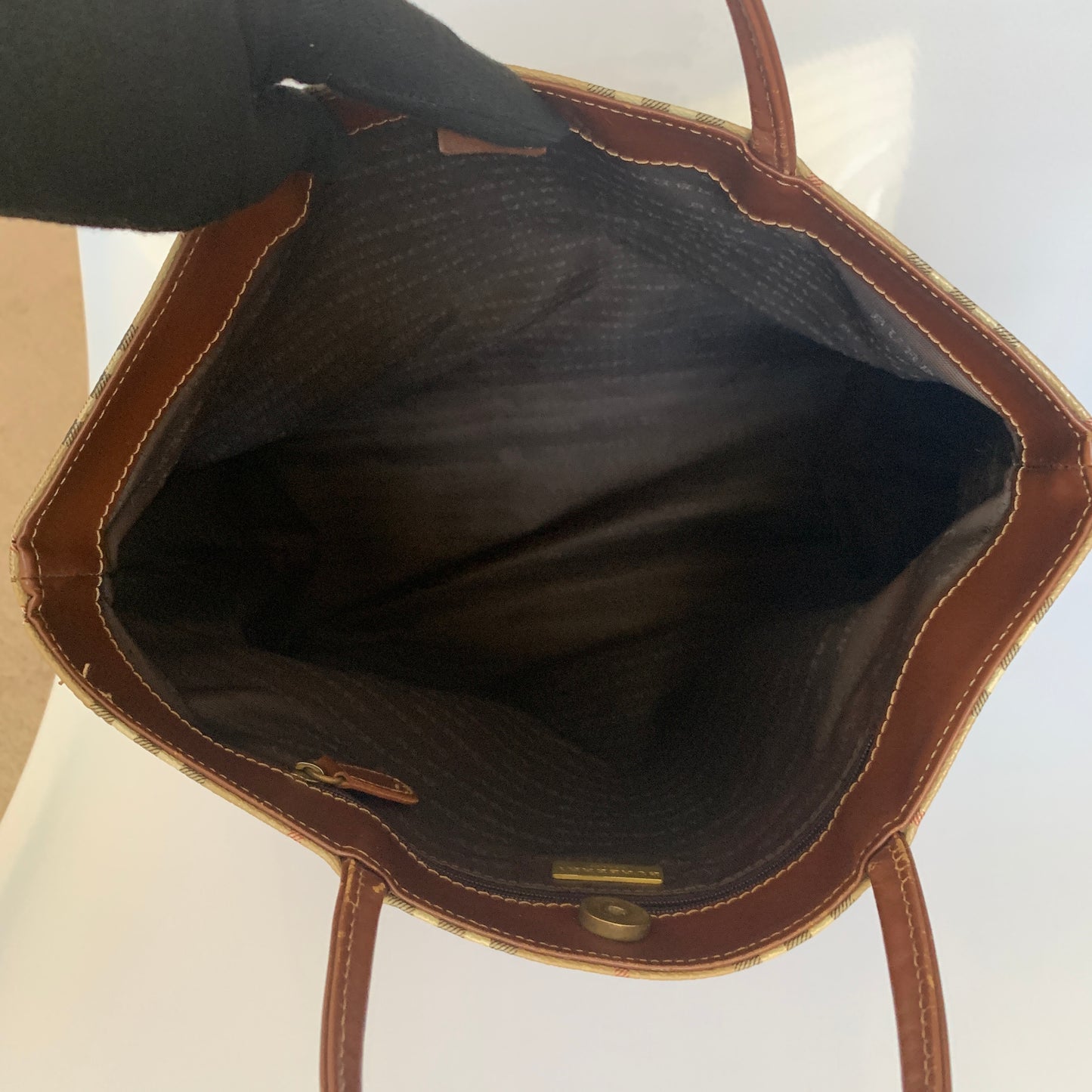 Burberry haymarket check tote bag Authentic with COA