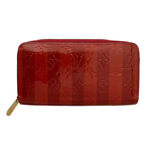 Louis vuitton red striped zippy Vernis wallet ca4131 authentic w/ COA