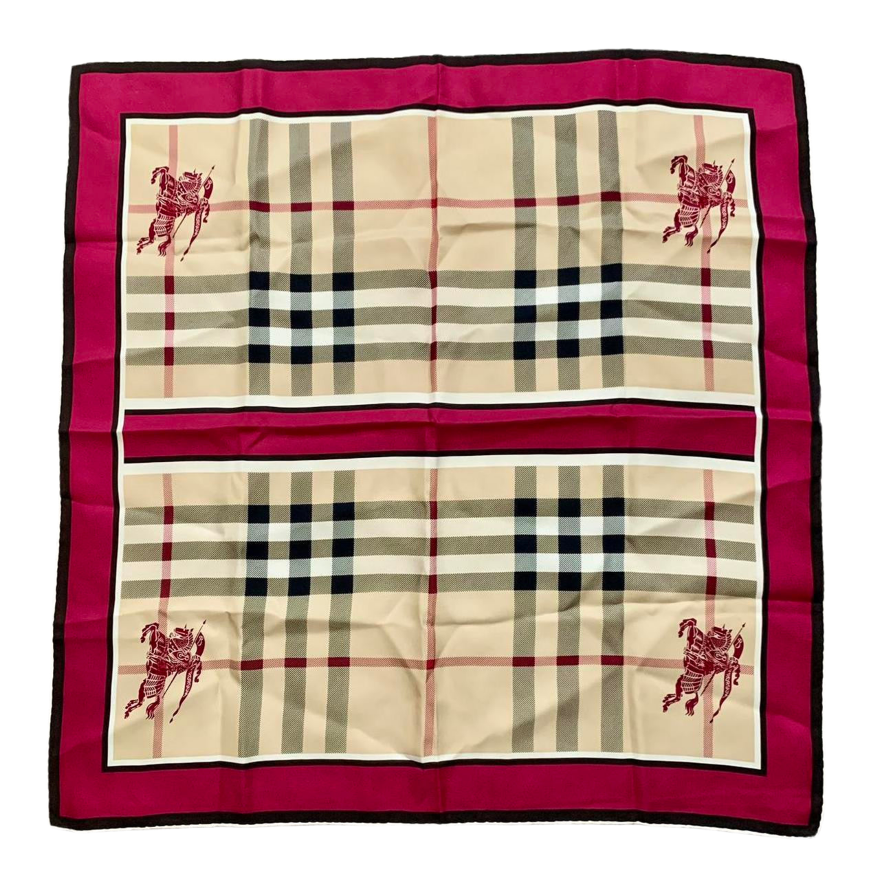 Authentic beautiful 66cm/26inch Burberry check silk scarf like new