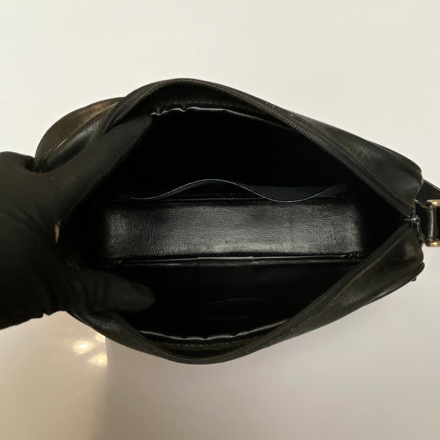 Burberry vintage classic check black leather shoulder bag Authentic with COA 11.3x8x3