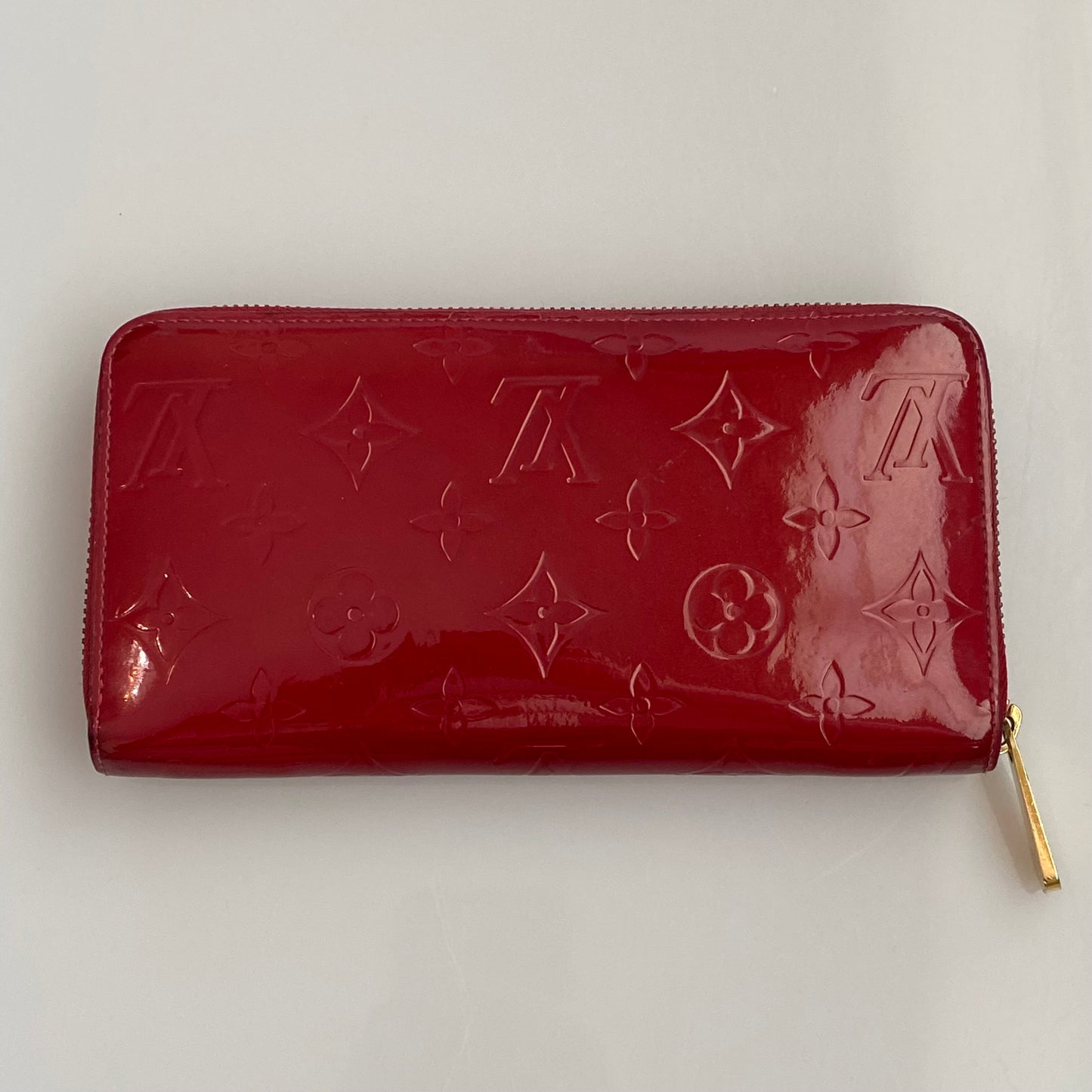 Louis Vuitton red vernis monogram zippy wallet ca1121 authentic with coa