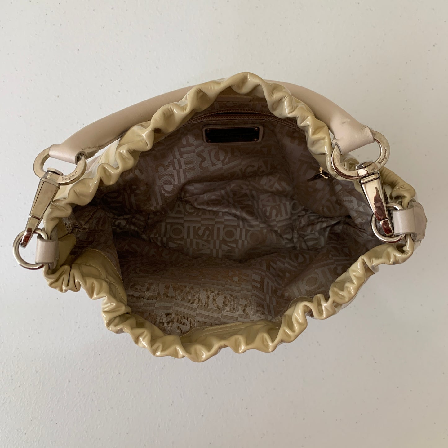 Ferragamo leather 2 tone hobo bag  authentic with COA