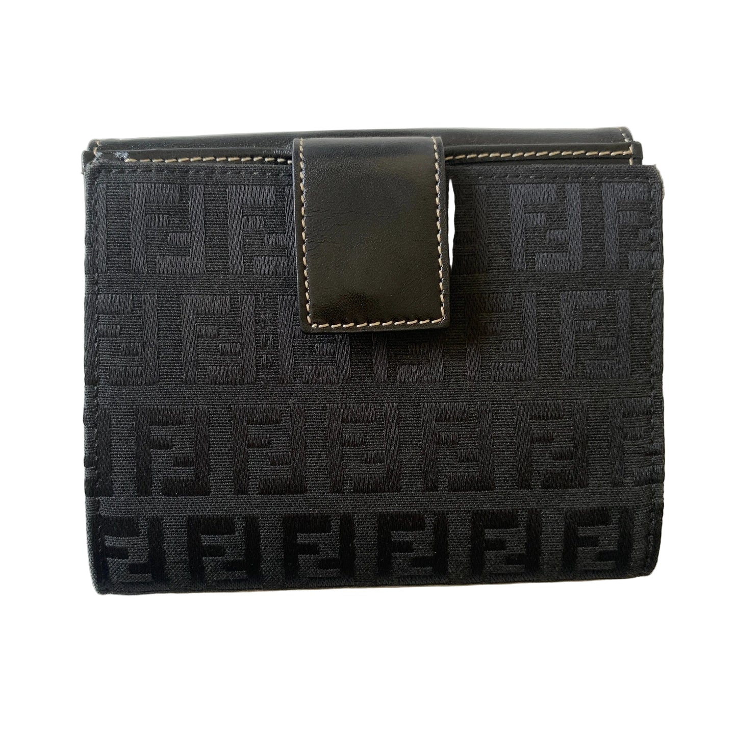 Fendi black FF monogram compact wallet Authentic with COA