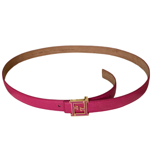 Authentic Fendi women’s fuchsia leather belt with FF buckle