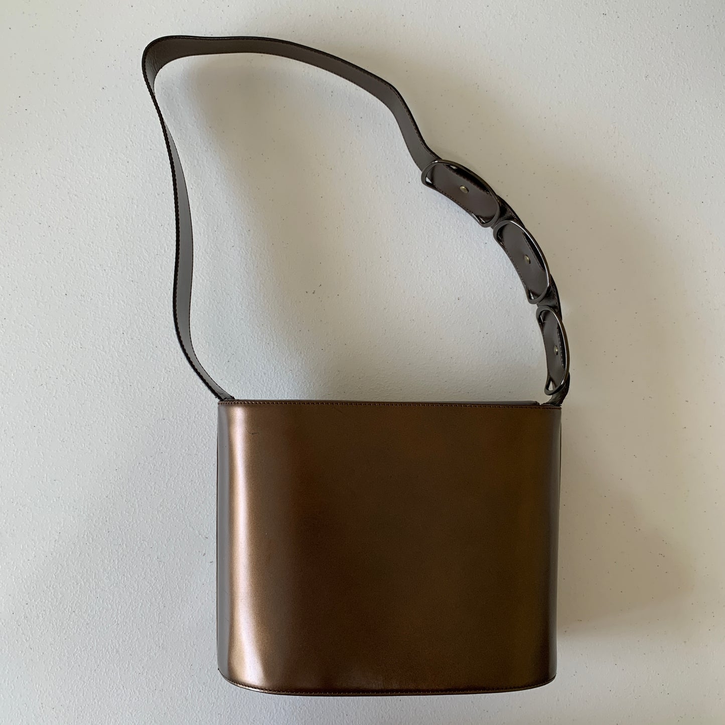 Ferragamo bronze leather shoulder bag purse authentic with COA