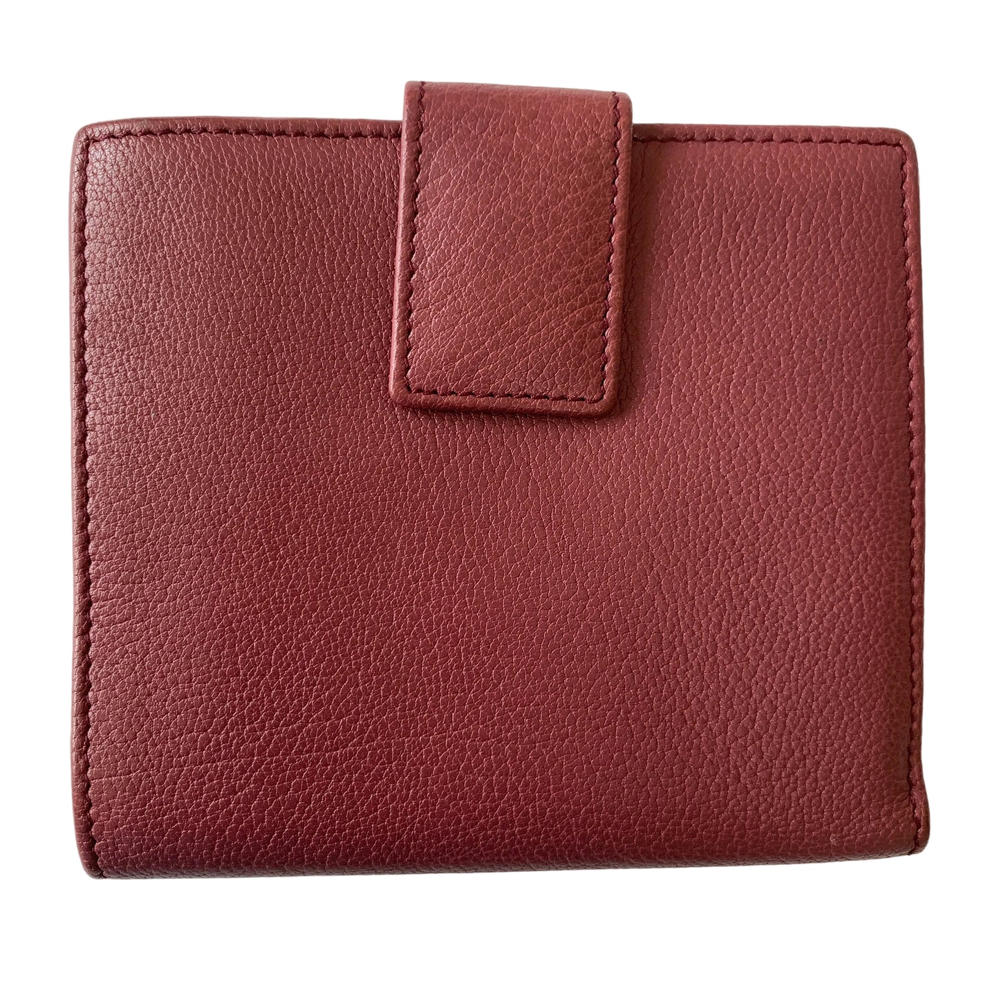 Yves Saint Laurent YSL logo cherry pink leather wallet Authentic with COA