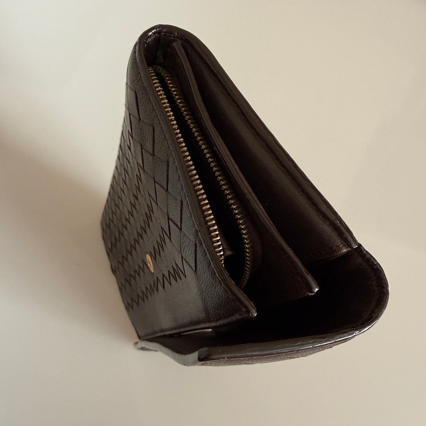 Bottega Veneta intrecciato brown leather long wallet authentic with COA