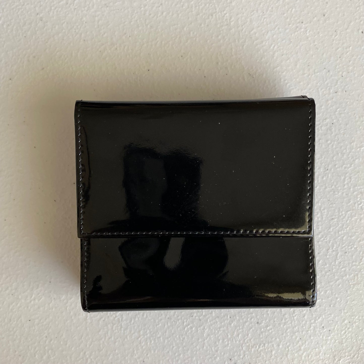 Chanel CC mark black patent Lea compact wallet authentic with coa