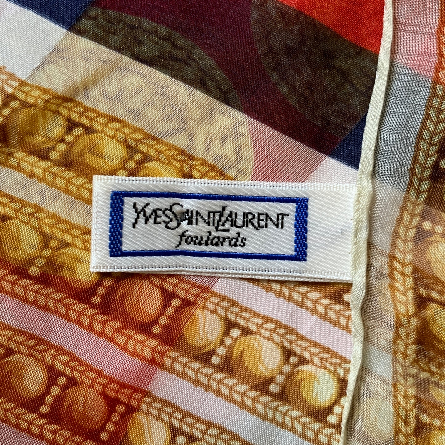 Yves Saint Laurent long silk scarf Authentic with COA 68x23