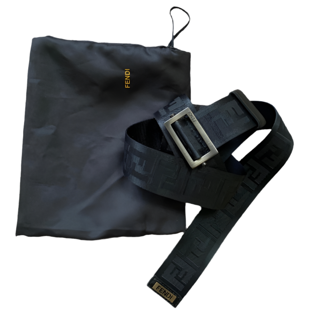Authentic Fendi unisex FF monogram black belt