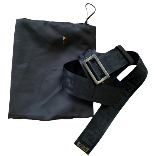 Authentic Fendi unisex FF monogram black belt