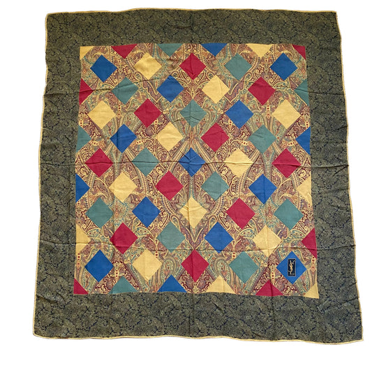 Yves Saint Laurent large square ysl logo Scarf 45 inch Authentic with coa