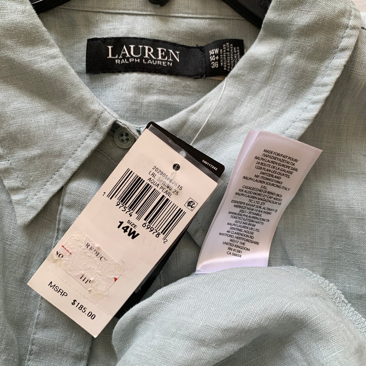 Lauren Ralph Lauren women’s plus size NWT blue linen Dress size 14w