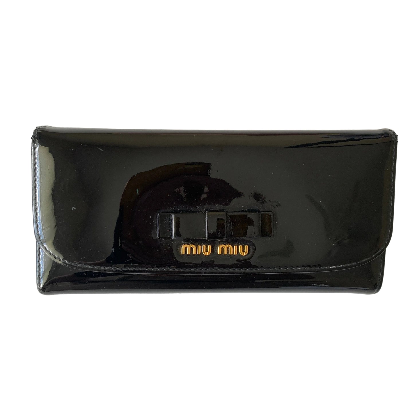 Miu miu black leather long wallet Authentic with COA box