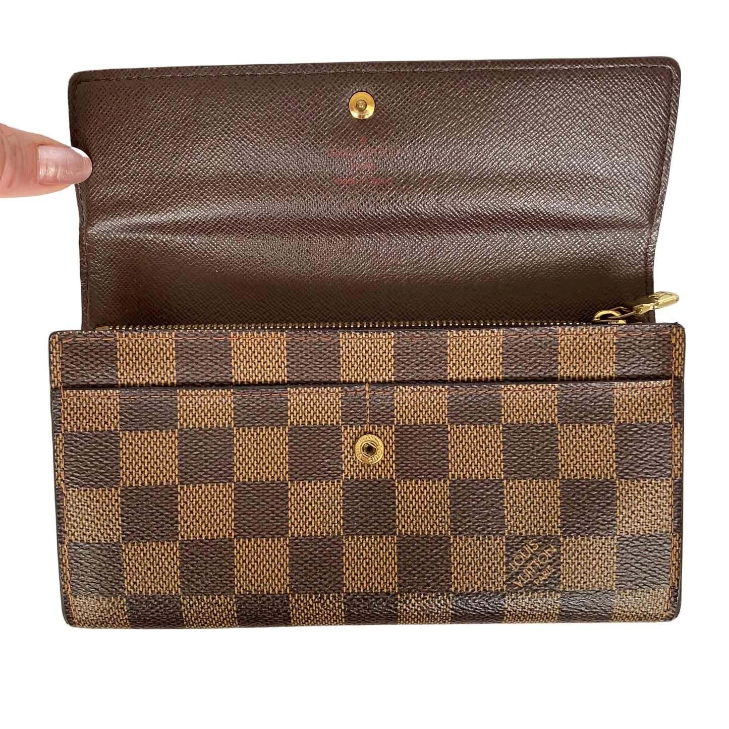 Louis Vuitton damier ebene long wallet CA1025 Authentic with COA 7.3x4.1