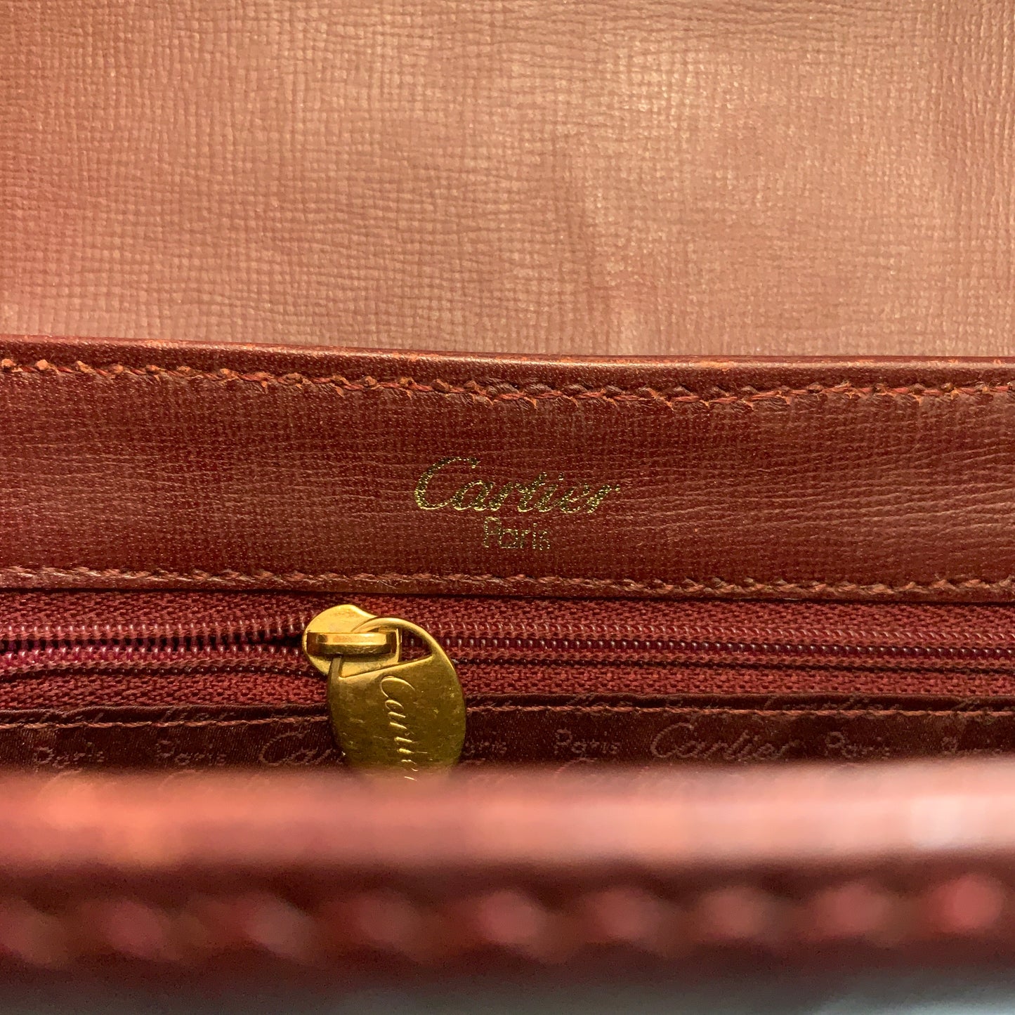 Cartier burgundy leather  shoulder crossbody bag authentic with COA