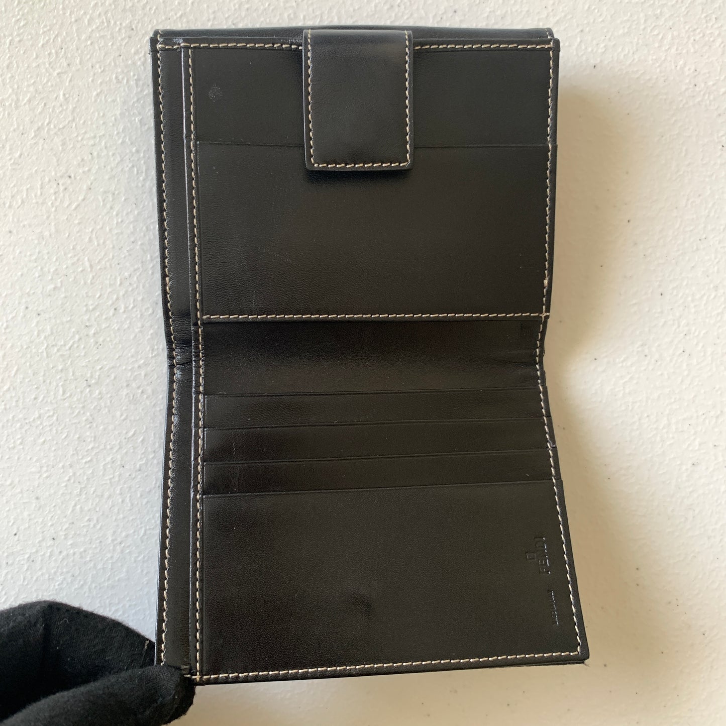 Fendi black FF monogram compact wallet Authentic with COA