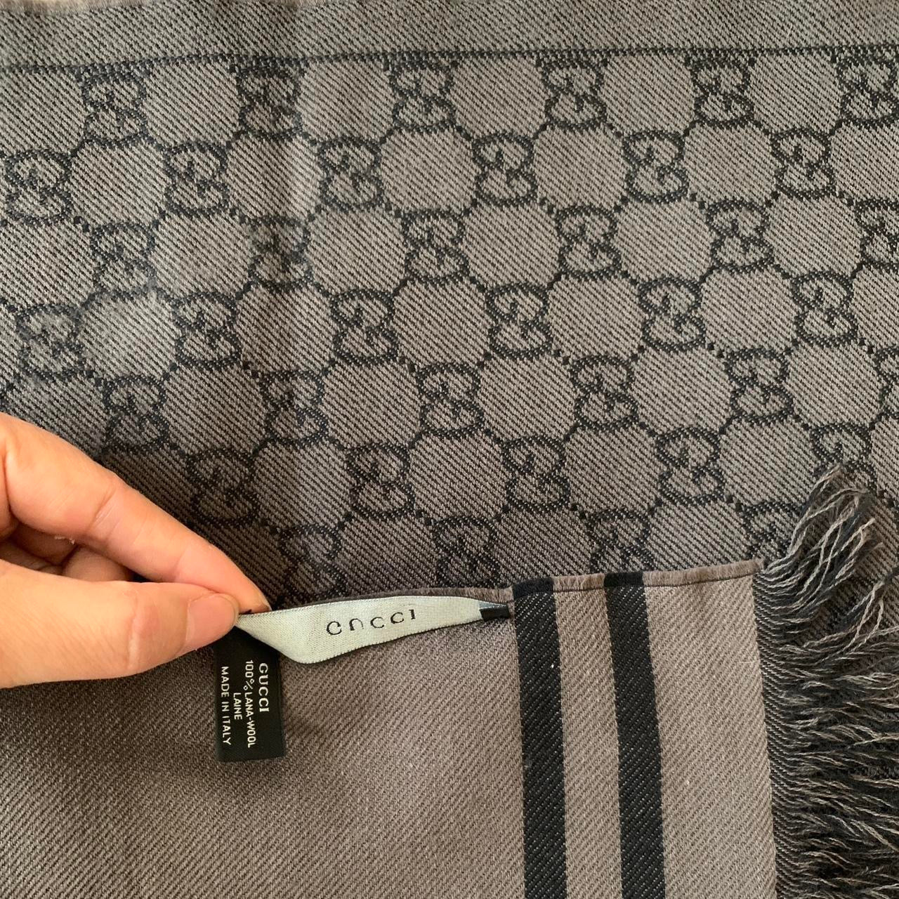 Authentic GUCCI unisex double sided monogram and plain pure wool scarf