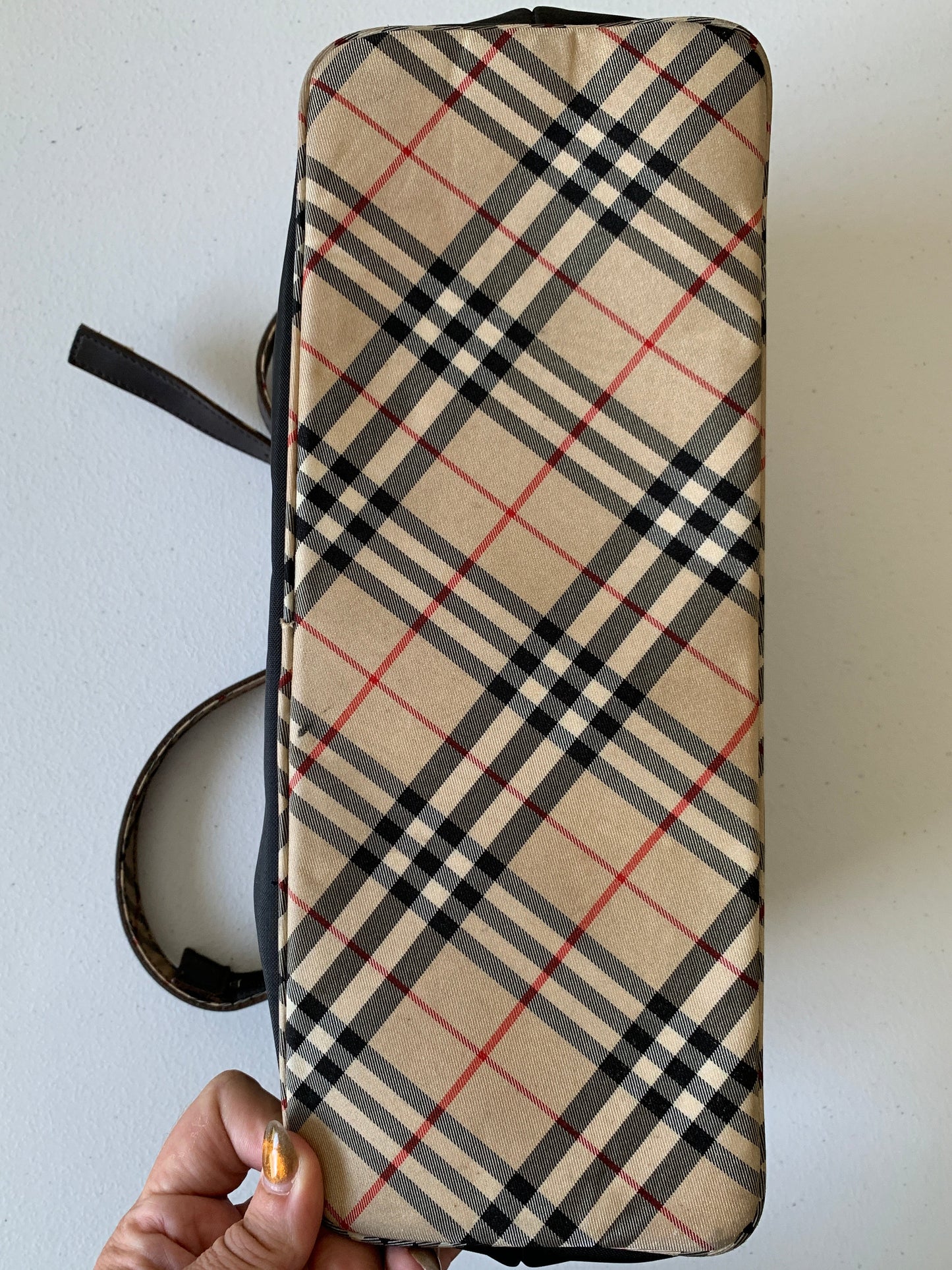 Burberry check canvas shoulder bag authentic with COA