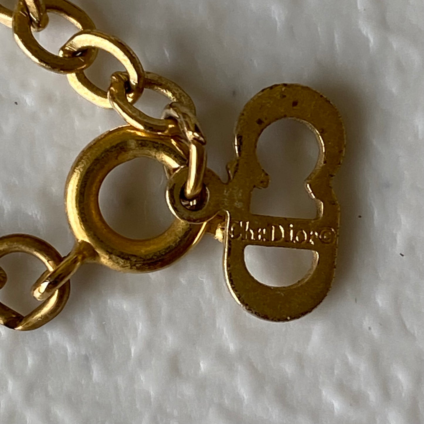 Dior CD logo pendant gold plated adjustable necklace Authentic with coa