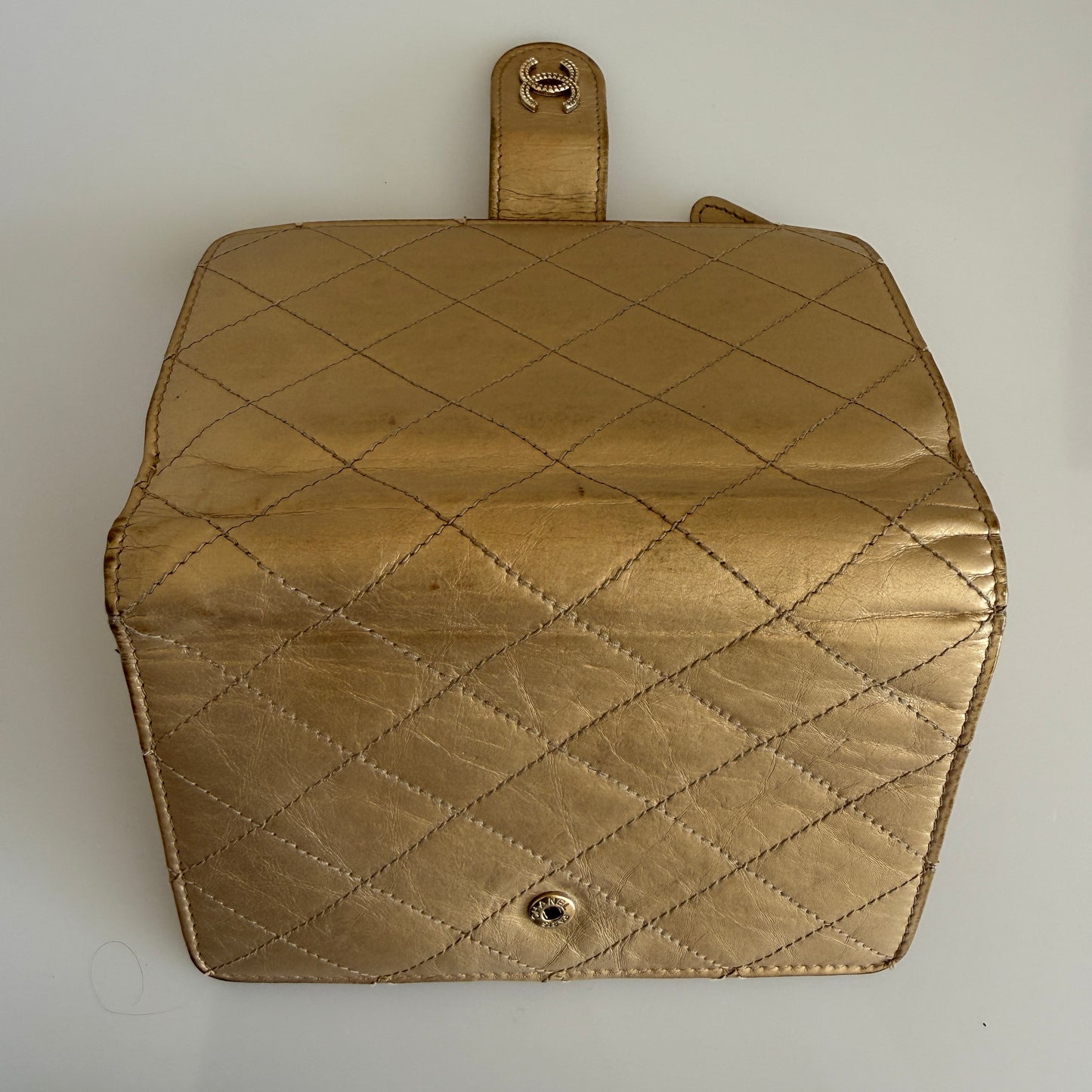 Chanel gold quilted lambskin leather bifold wallet authentic with COA