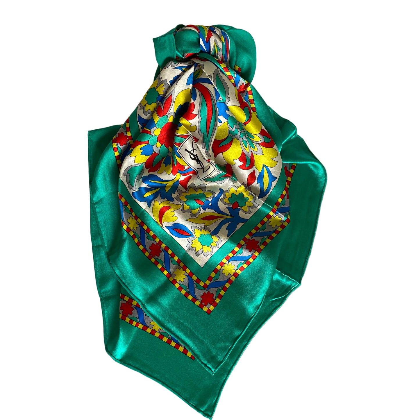 Yves Saint Laurent large silk scarf Authentic with COA 34 inch