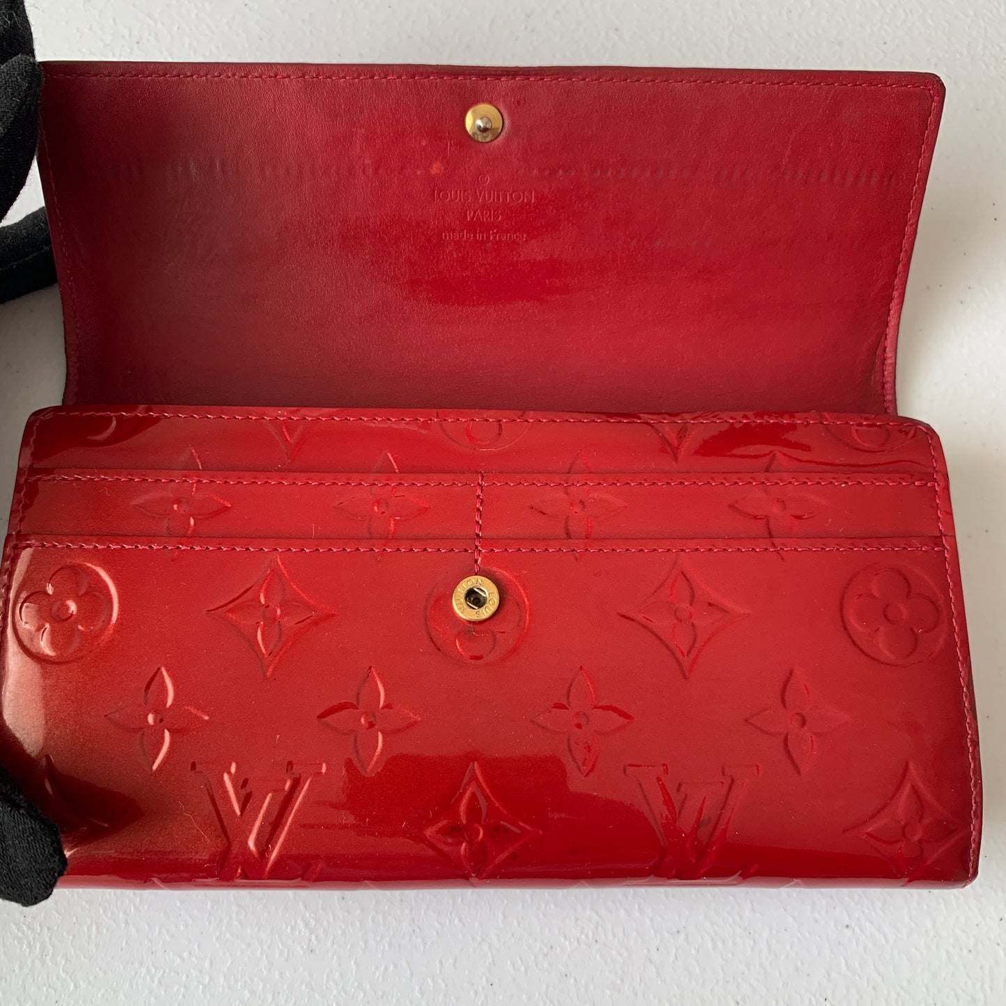 Louis Vuitton monogram Red Vernis patent leather Wallet ts4122 authentic with