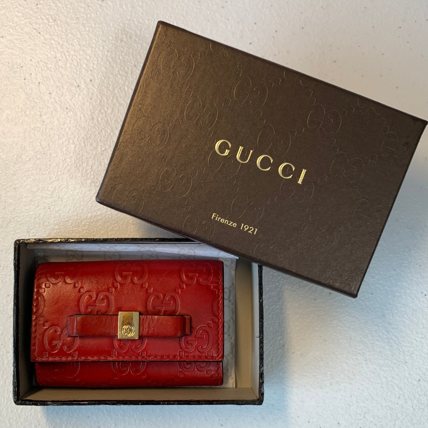 Gucci red guccissima keyholder authentic with COA box