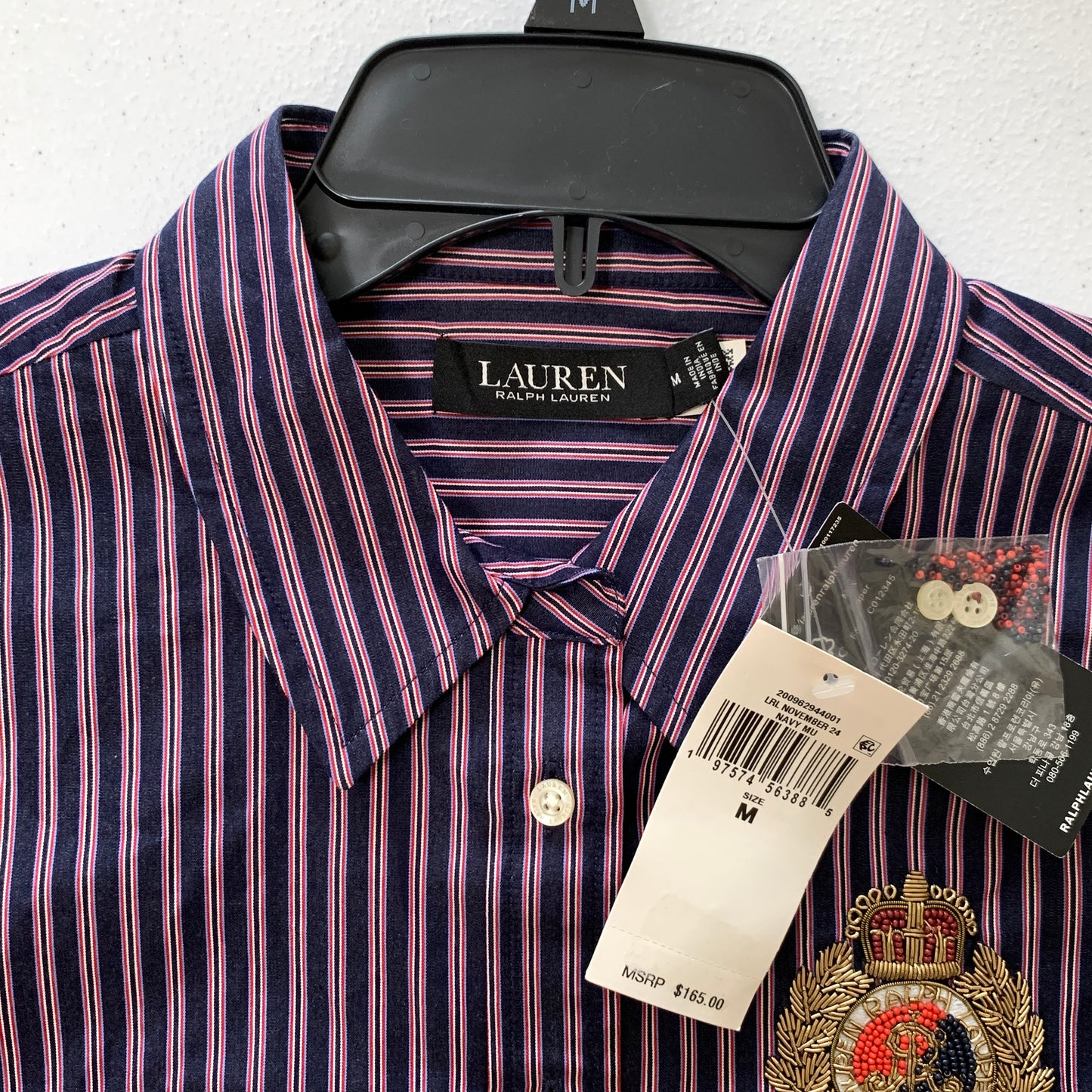 Lauren Ralph Lauren Women’s NWT stripe button up long sleeve shirt size Medium