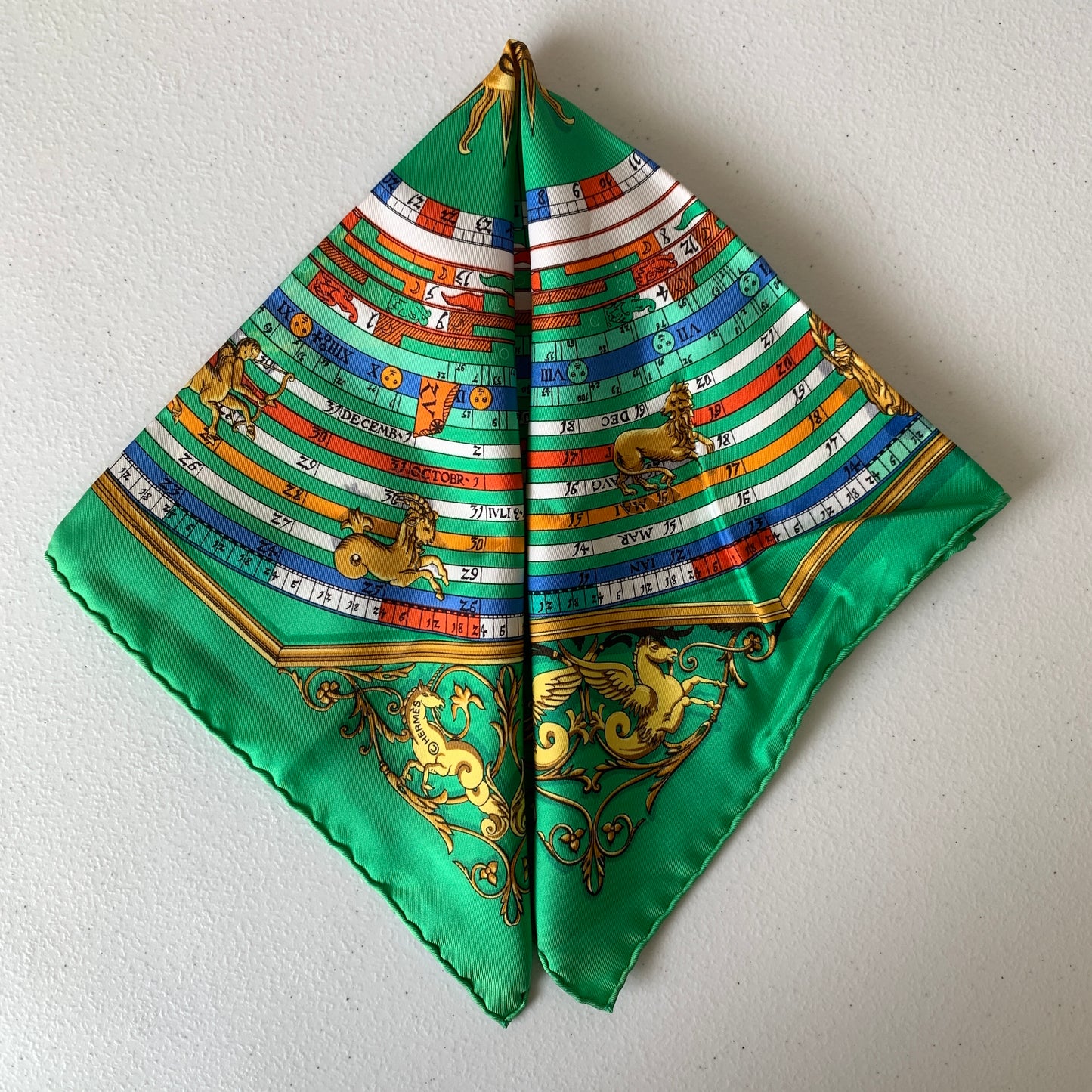 Hermes carre 40 silk scarf Authentic with COA 16 inch