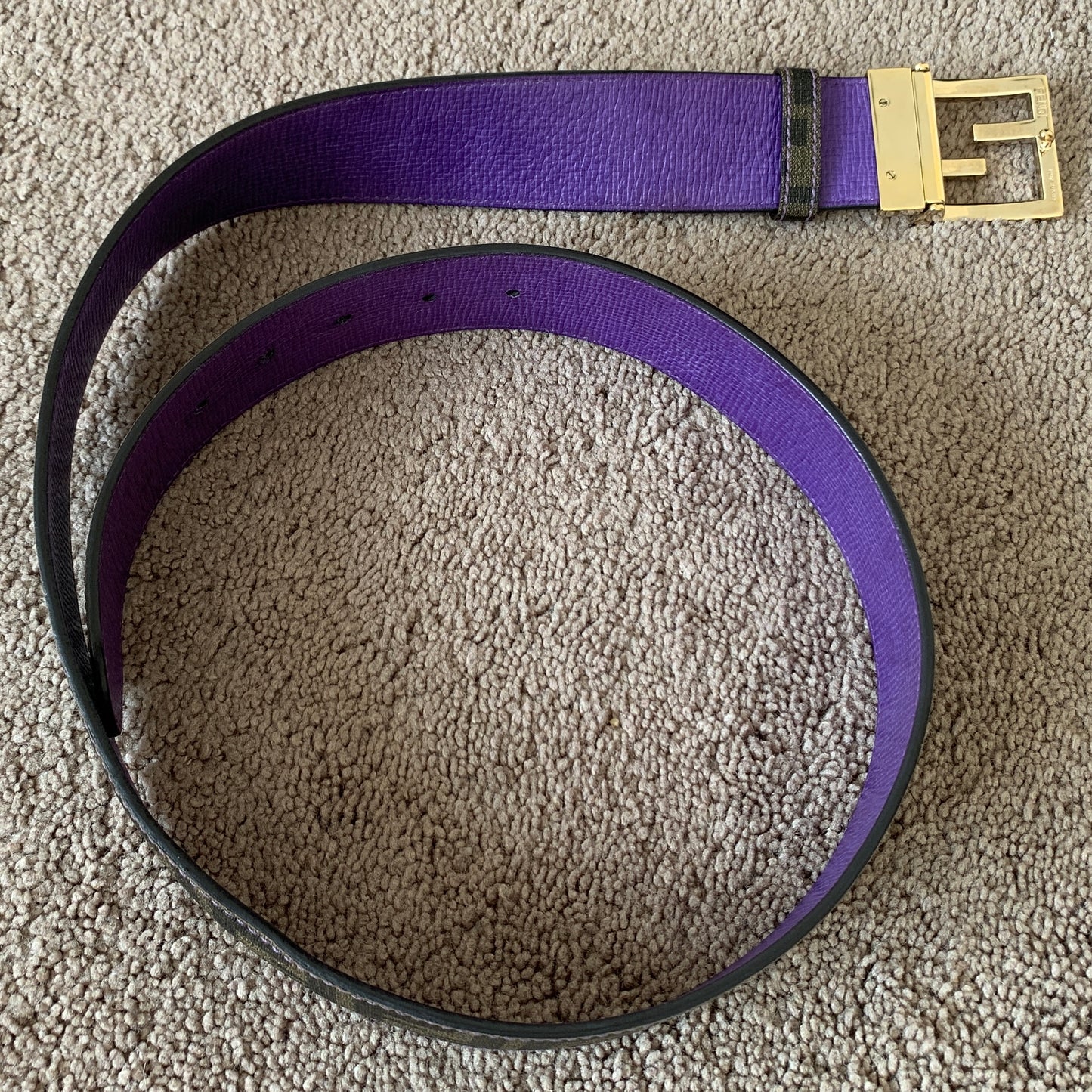 Authentic Fendi double face reversible belt with FF gold buckle