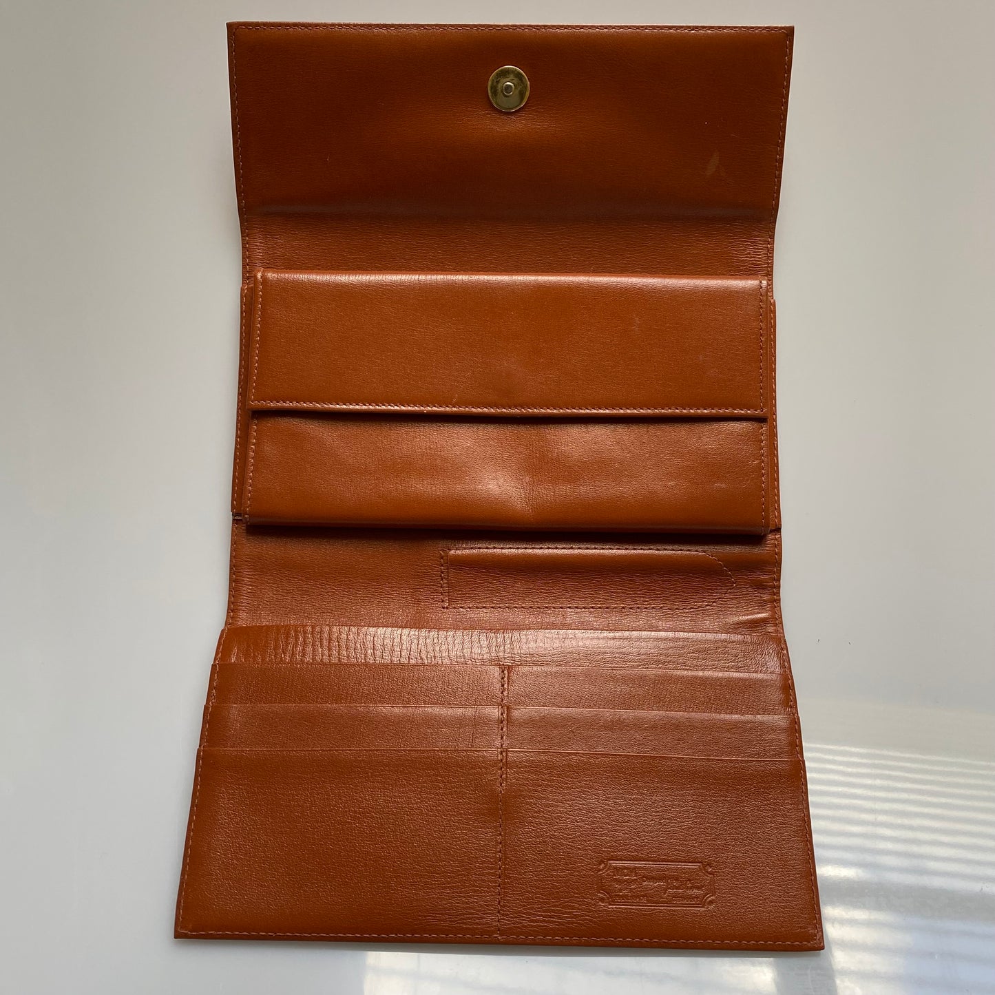 MCM logo cognac long wallet Authentic with COA