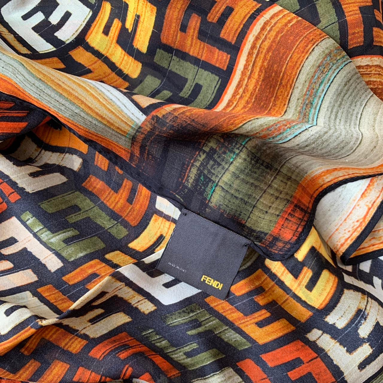 Authentic FENDI women’s FF monogram silk scarf like new