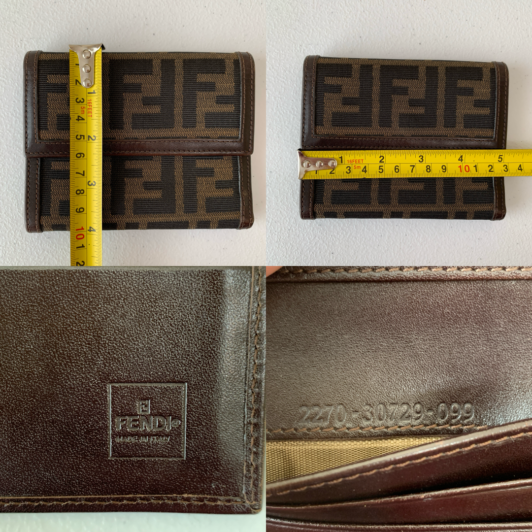 Fendi zucca monogram trifold Wallet authentic with COA