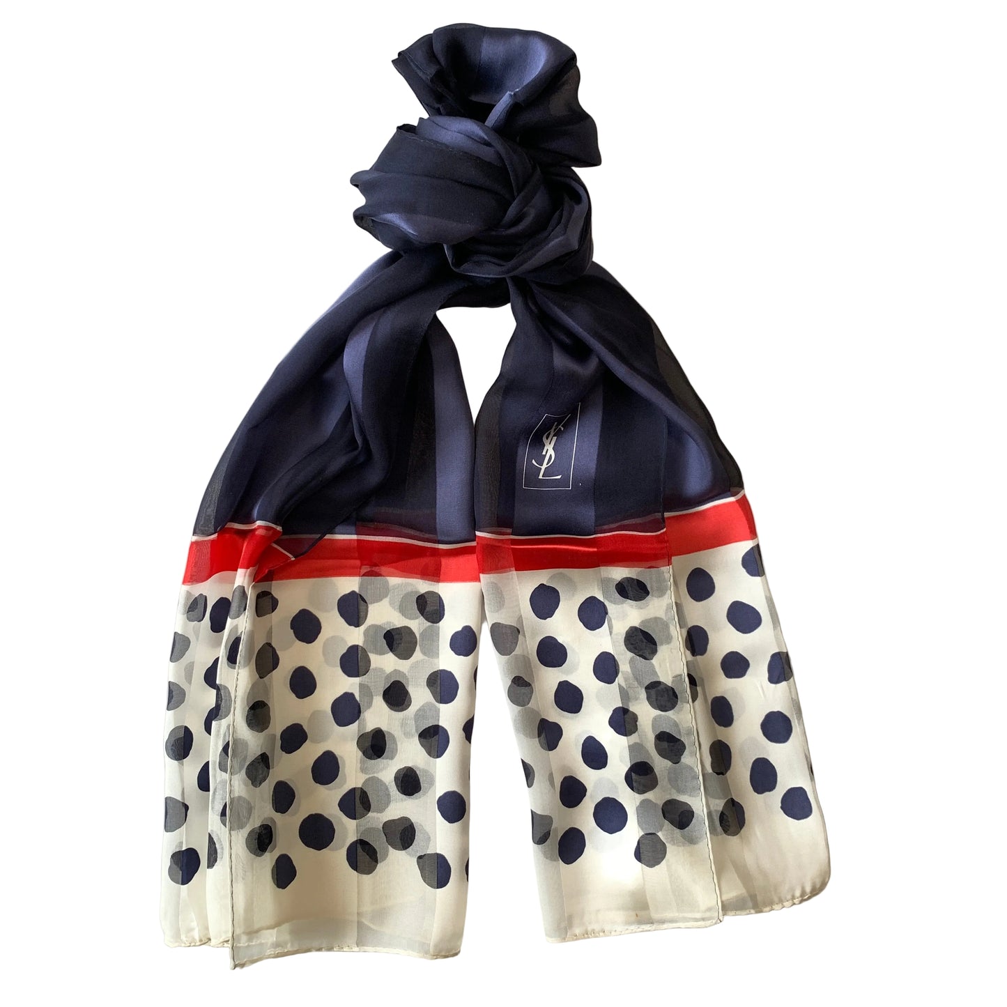 Yves Saint Laurent logo long silk scarf Authentic with COA 68