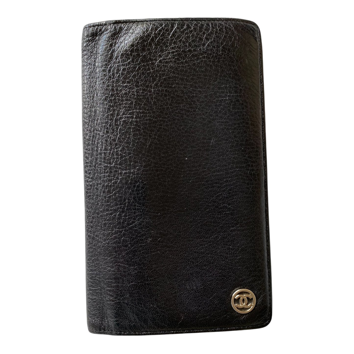Chanel unisex bifold black leather wallet Authentic with coa