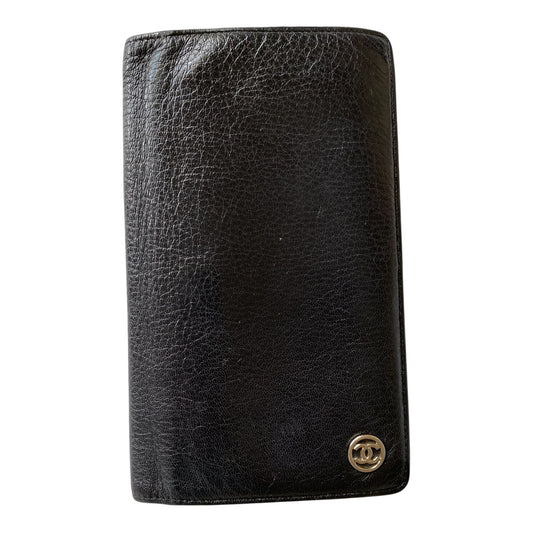 Chanel unisex bifold black leather wallet Authentic with coa