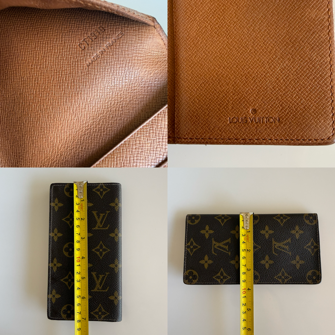 Louis Vuitton monogram long card holder wallet unisex authentic with COA CT1910