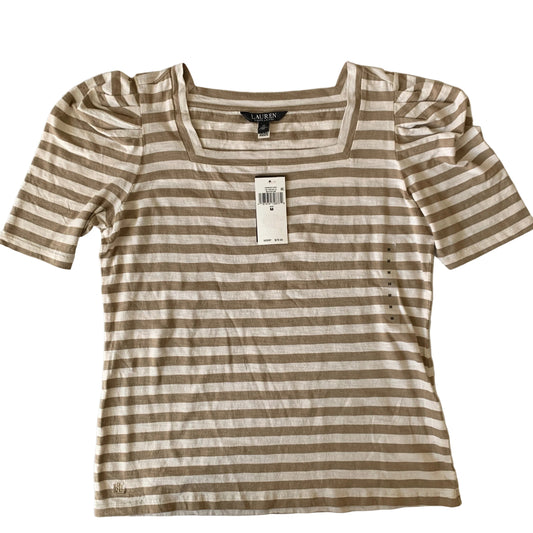 Lauren Ralph Lauren Women’s NWT tan cream striped t shirt size M
