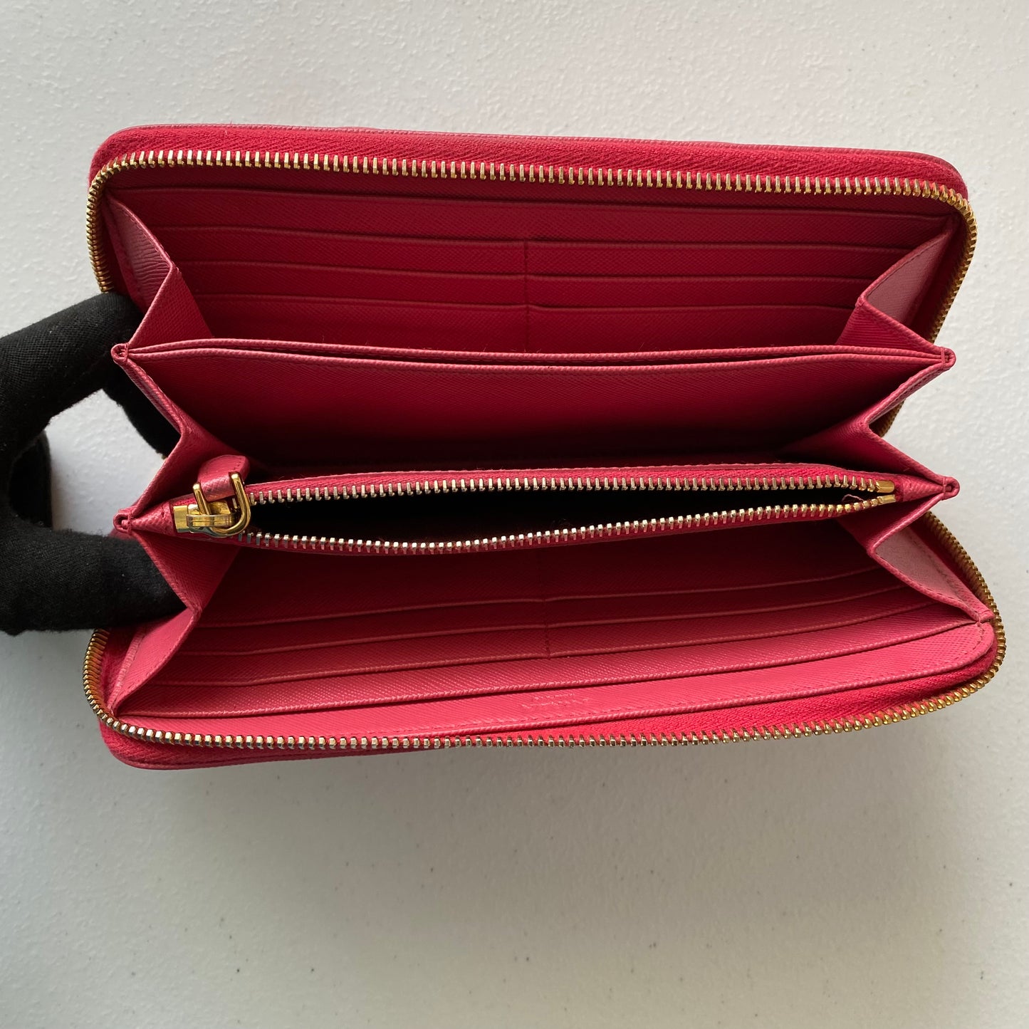 Prada pink saffiano leather wallet Authentic with box