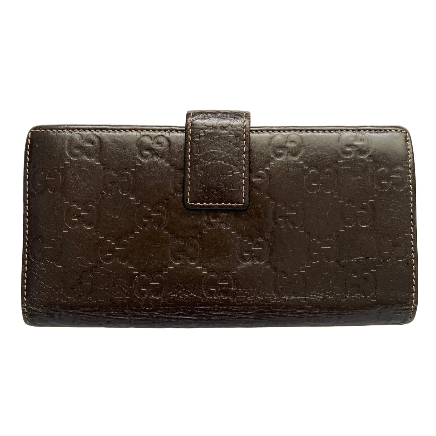 Gucci GG charm brown monogram leather long wallet Authentic with COA 7.4x4