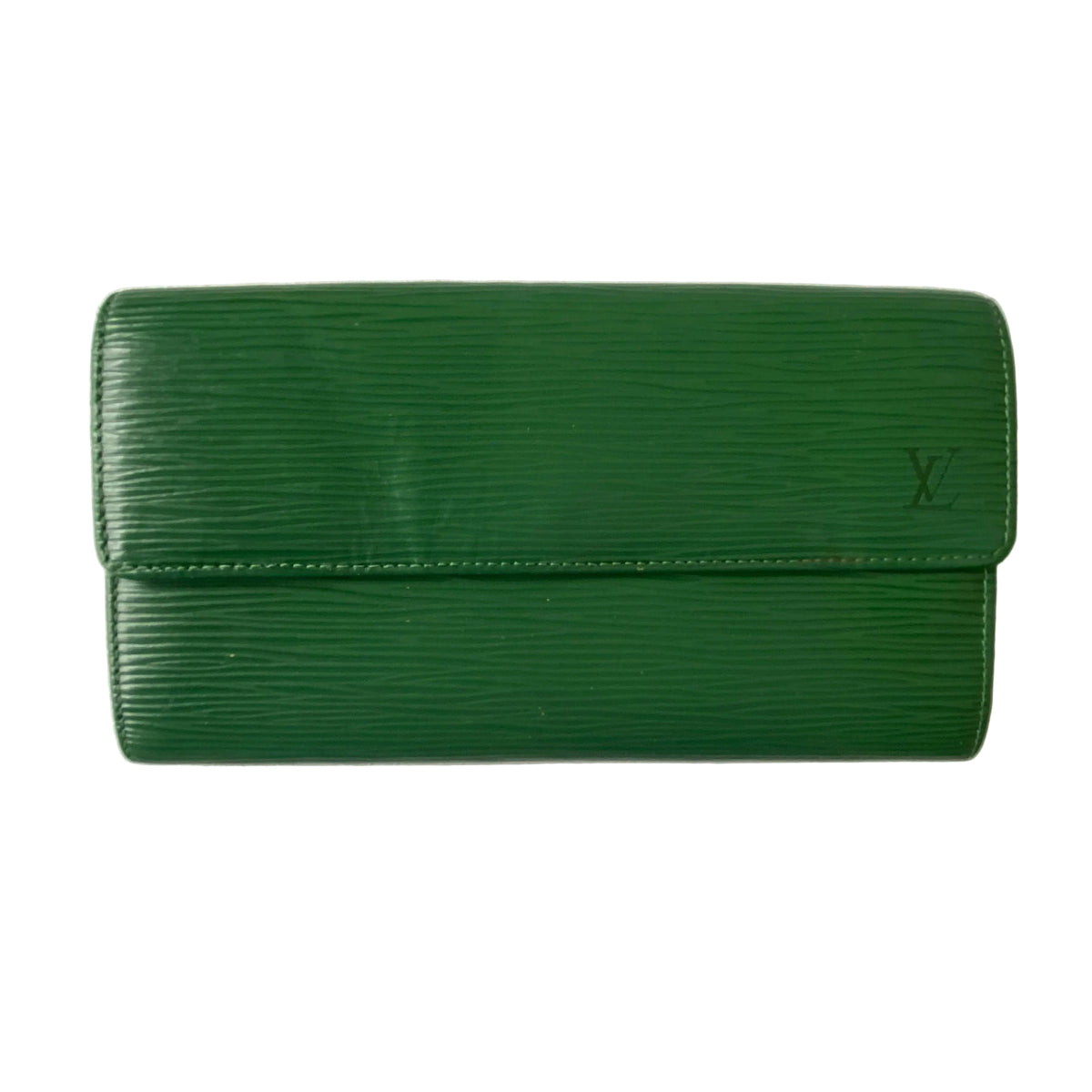 Louis Vuitton green Epi leather long wallet CA0996 Authentic with COA 7.4x4.2