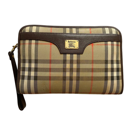 Burberry classic check wristlet clutch bag Authentic with coa