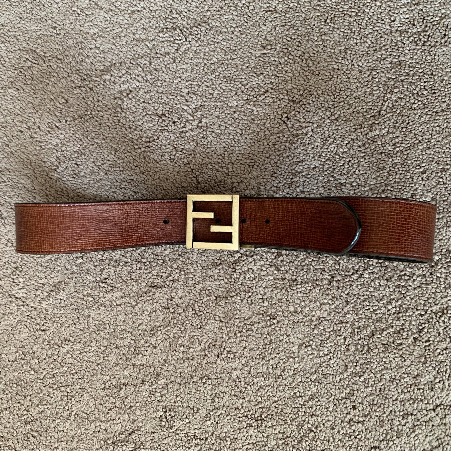 Authentic FENDI unisex reversibile double sided FF monogram leather belt