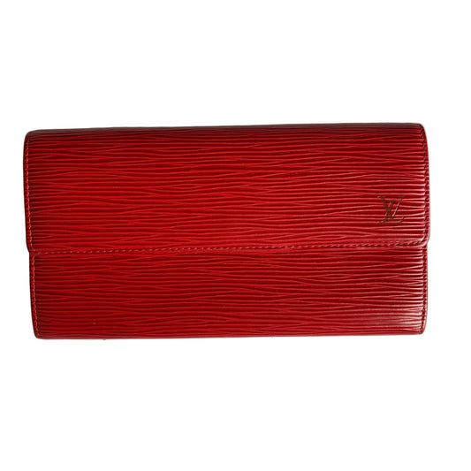 Louis Vuitton red Epi leather long wallet CA1002 authentic with COA