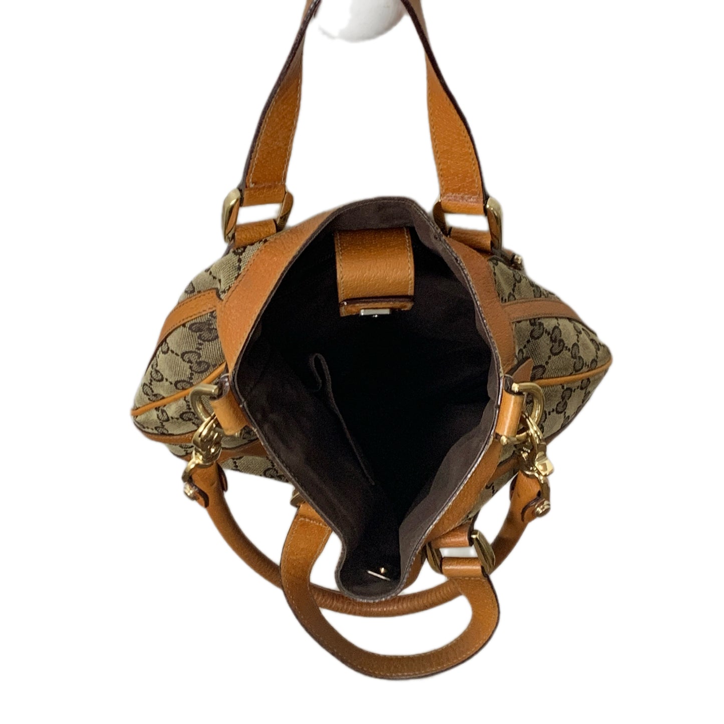 Gucci monogram canvas and orange leather shoulder bag Handbag authentic with CO