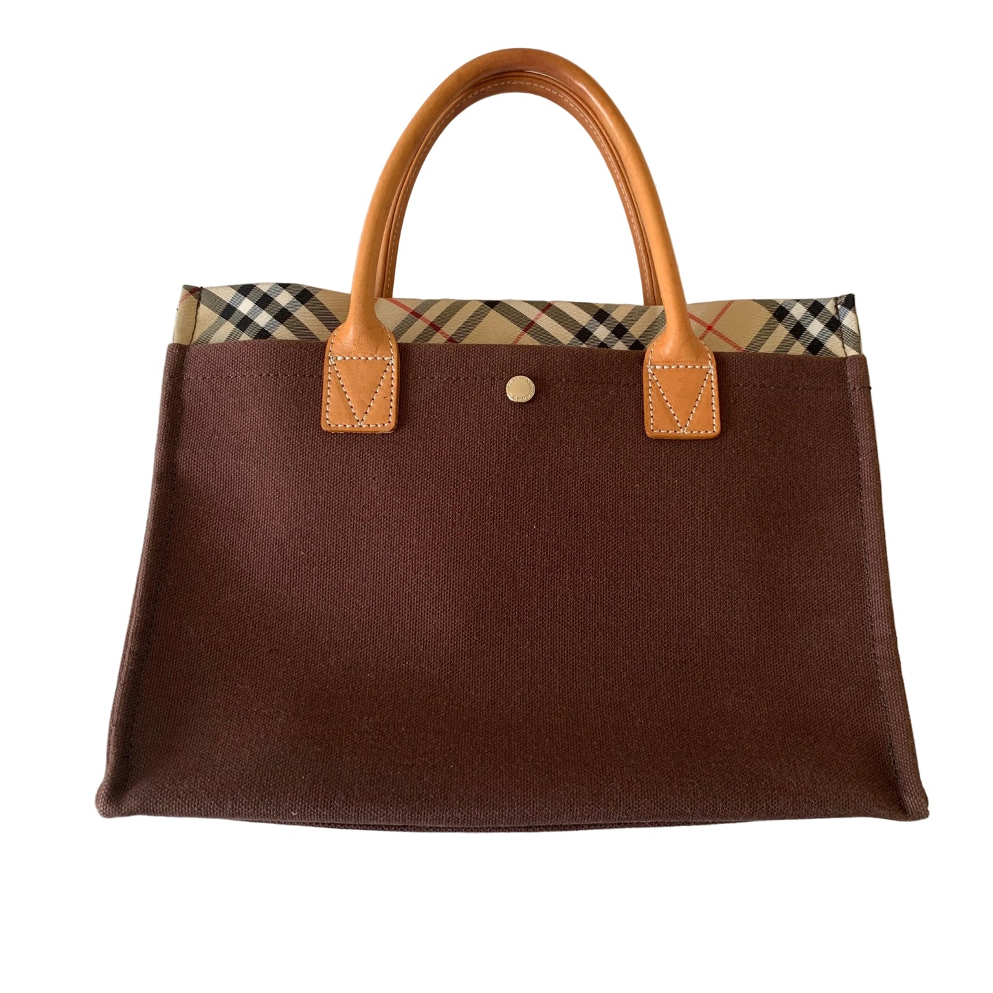 Burberry check and brown canvas Tote Bag authentic with COA