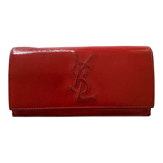 Yves Saint Laurent red logo long wallet Authentic with COA